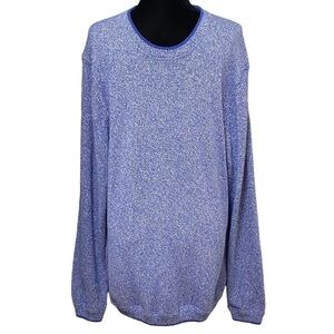 Magaschoni Blue Marled Knit Crewneck Sweater XL Soft Pullover Grandpa Style